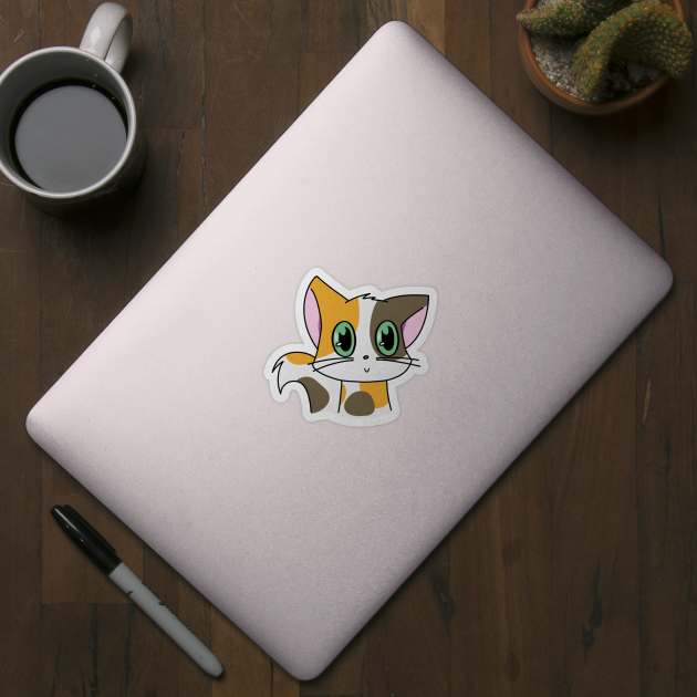 Cute Calico Cat With Green Eyes by Cheesy Pet Designs